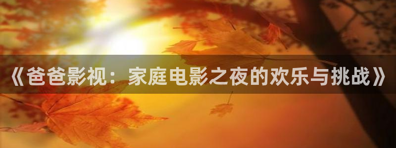 欧美精品福利视频不卡：《爸爸影视：家庭电影之夜的欢乐与挑战》